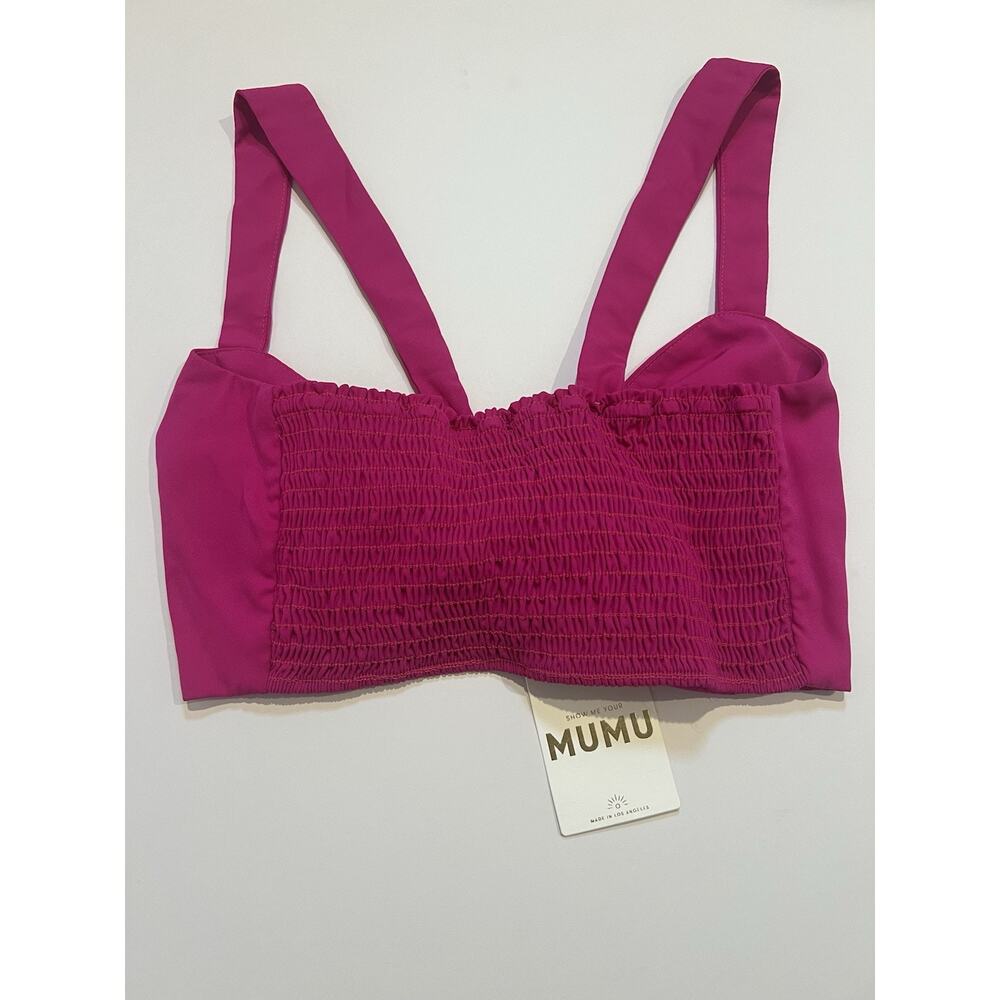 Show Me Your Mumu Kaden Tie-Front Crop Top Pink NWT Sz XL, Beach Party Sexy - Picture 3 of 5